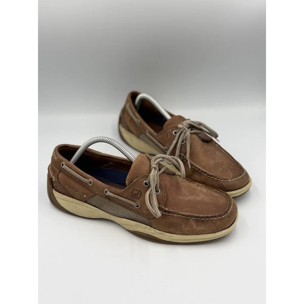 Sperry Top Sider 2-Eye Brown Leather Boat Shoes Men's Size 9.5 M Casual Comfort